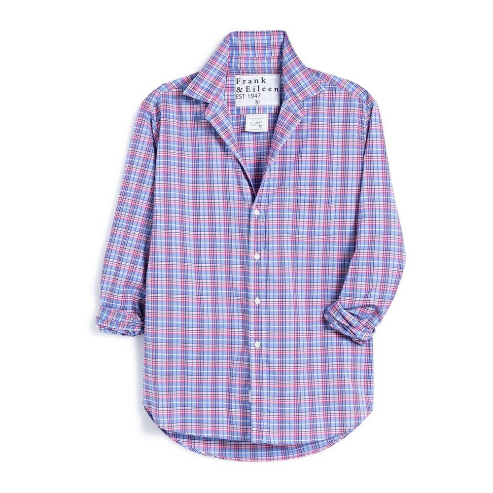 Frank & Eileen Eileen Blue Red Plaid Cotton Button Up Shirt Size M womens